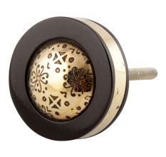 Black And Golden Brass Tiny Flower Resin Drawer Knob