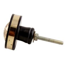 Black And Golden Brass Tiny Flower Resin Drawer Knob