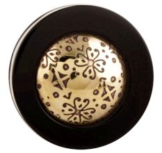Black And Golden Brass Tiny Flower Resin Drawer Knob