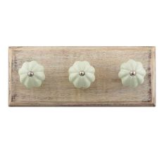 Light Green With Silver Line Ceramic Melon Wooden Hook 
