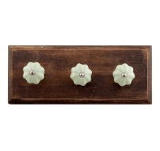 Light Green With Silver Line Medium Ceramic Melon Wooden Hook 