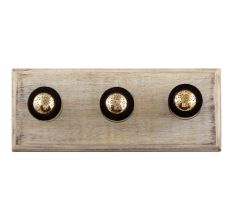 Black And Golden Brass Tiny Flower Resin Wooden Hook 