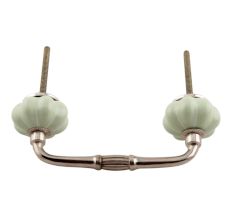 Light Green With Silver Line Medium Melon Ceramic Bridge Handle