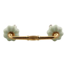 Light Green With Silver Line Medium Melon Ceramic Bridge Handle