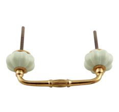 Light Green With Silver Line Medium Melon Ceramic Bridge Handle