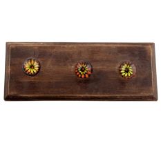 Orange And Yellow Inside Flower Glass Wooden Hook