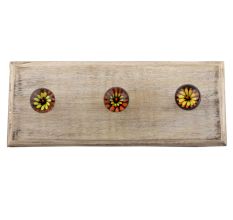 Orange And Yellow Inside Flower Glass Wooden Hook