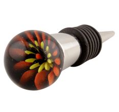 Orange And Yellow Inside Flower Glass Wine Stopper