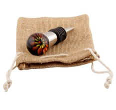 Orange And Yellow Inside Flower Glass Wine Stopper