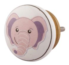 Baby Pink Elephant Ceramic Flat Cabinet Knob Online