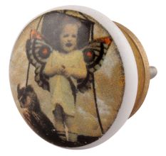 Multicolored Angel Baby Ceramic Flat Drawer Knob Online
