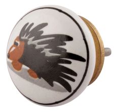 Black Hedgehog Ceramic Flat Cabinet Knob Online