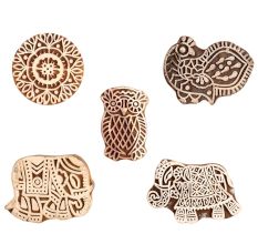 Set of 5 Piece New Mix Wooden Printing Block