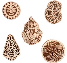 Set of 5 Piece New Mix Wooden Printing Block