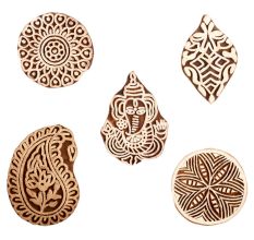 Set of 5 Piece New Mix Wooden Printing Block