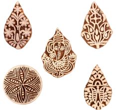 Set of 5 Piece New Mix Wooden Printing Block