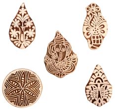 Set of 5 Piece New Mix Wooden Printing Block