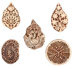Set of 5 Piece New Mix Wooden Printing Block