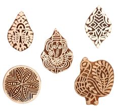 Set of 5 Piece New Mix Wooden Printing Block