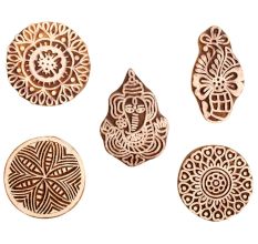 Set of 5 Piece New Mix Wooden Printing Block