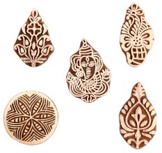 Set of 5 Piece New Mix Wooden Printing Block