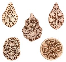 Set of 5 Piece New Mix Wooden Printing Block