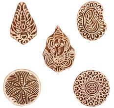 Set of 5 Piece New Mix Wooden Printing Block