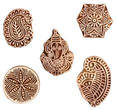 Set of 5 Piece New Mix Wooden Printing Block