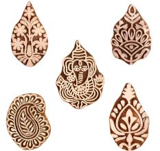 Set of 5 Piece New Mix Wooden Printing Block