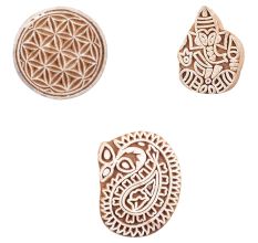 Set of 3 Piece New Mix Wooden Printing Block