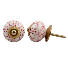 Dark Pink Floral Knob