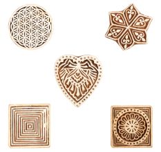 Set of 5 Piece New Mix Wooden Printing Block