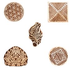 Set of 5 Piece New Mix Wooden Printing Block