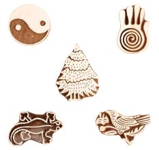 Set of 5 Piece New Mix Wooden Printing Block