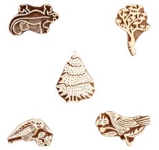 Set of 5 Piece New Mix Wooden Printing Block