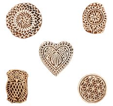 Set of 5 Piece New Mix Wooden Printing Block