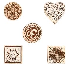 Set of 5 Piece New Mix Wooden Printing Block