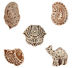 Set of 5 Piece New Mix Wooden Printing Block