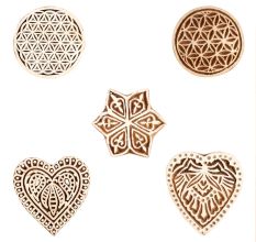 Set of 5 Piece New Mix Wooden Printing Block