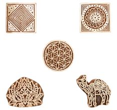 Set of 5 Piece New Mix Wooden Printing Block