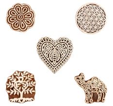Set of 5 Piece New Mix Wooden Printing Block