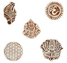 Set of 5 Piece New Mix Wooden Printing Block