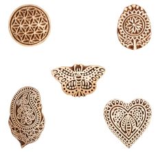 Set of 5 Piece New Mix Wooden Printing Block