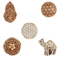 Set of 5 Piece New Mix Wooden Printing Block