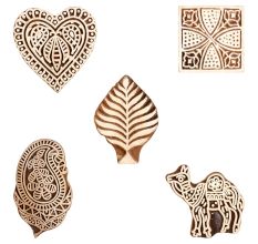 Set of 5 Piece New Mix Wooden Printing Block