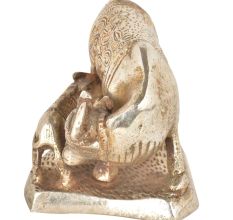 Brass Silver Plated Cow Feeding Her Calf