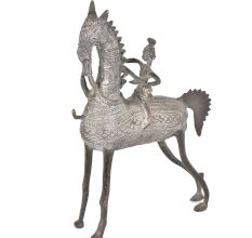 Brass Tribal Horse With A Rider On