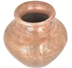 Copper Pot With Fine Engraving All Over It