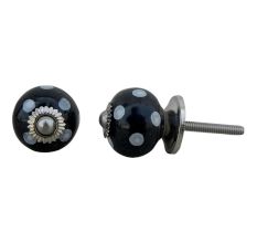 White Dotted Small Ceramic Wardrobe Knob