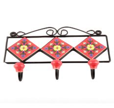 Red Yellow Flower Tiles Hooks 